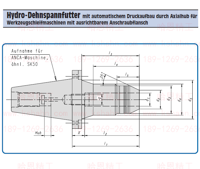 德国GEWEFA液压刀柄（类似SK50），ANCA工具磨床用-自动夹紧